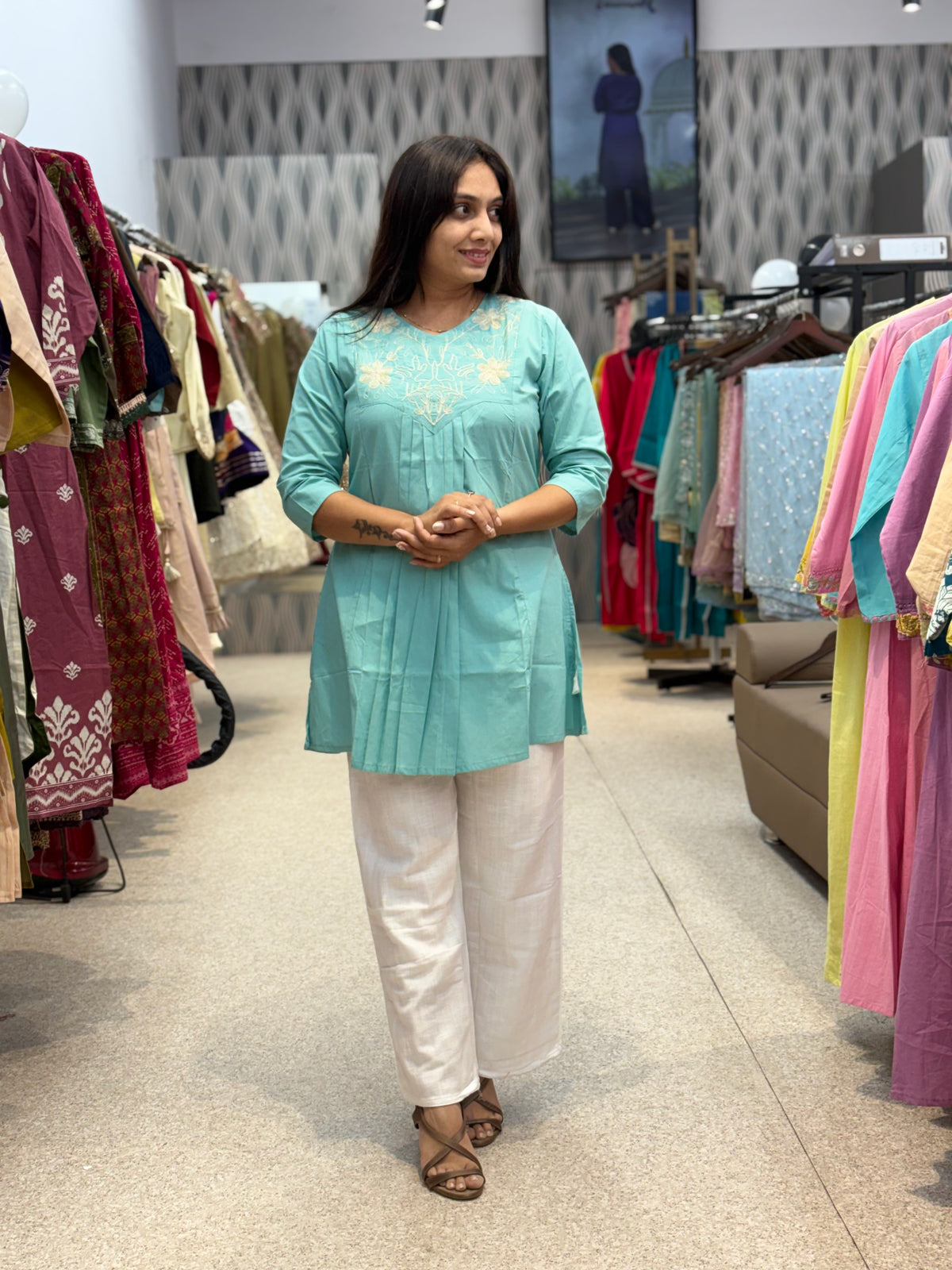 Sea Green Embroidered Tunic