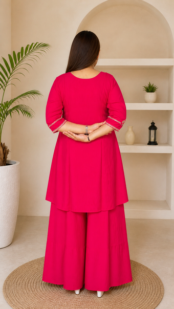 Elegant Kurti with Palazzo Set Featuring Embroidered with Hand Work