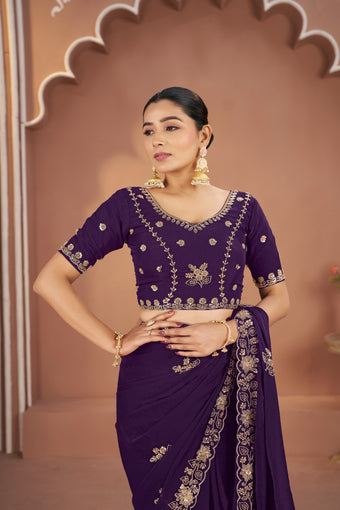 Mosk Silk Saree with Full Beads Work With Unstiched Blouse