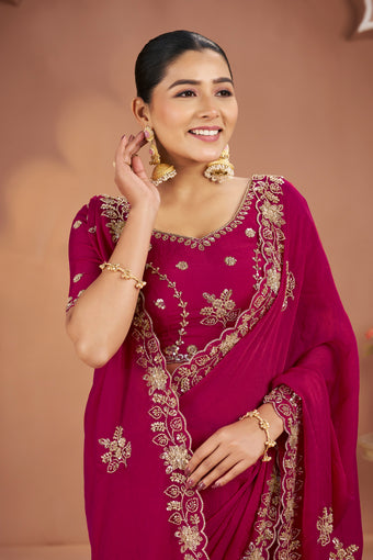 Mosk Silk Saree with Full Beads Work With Unstiched Blouse