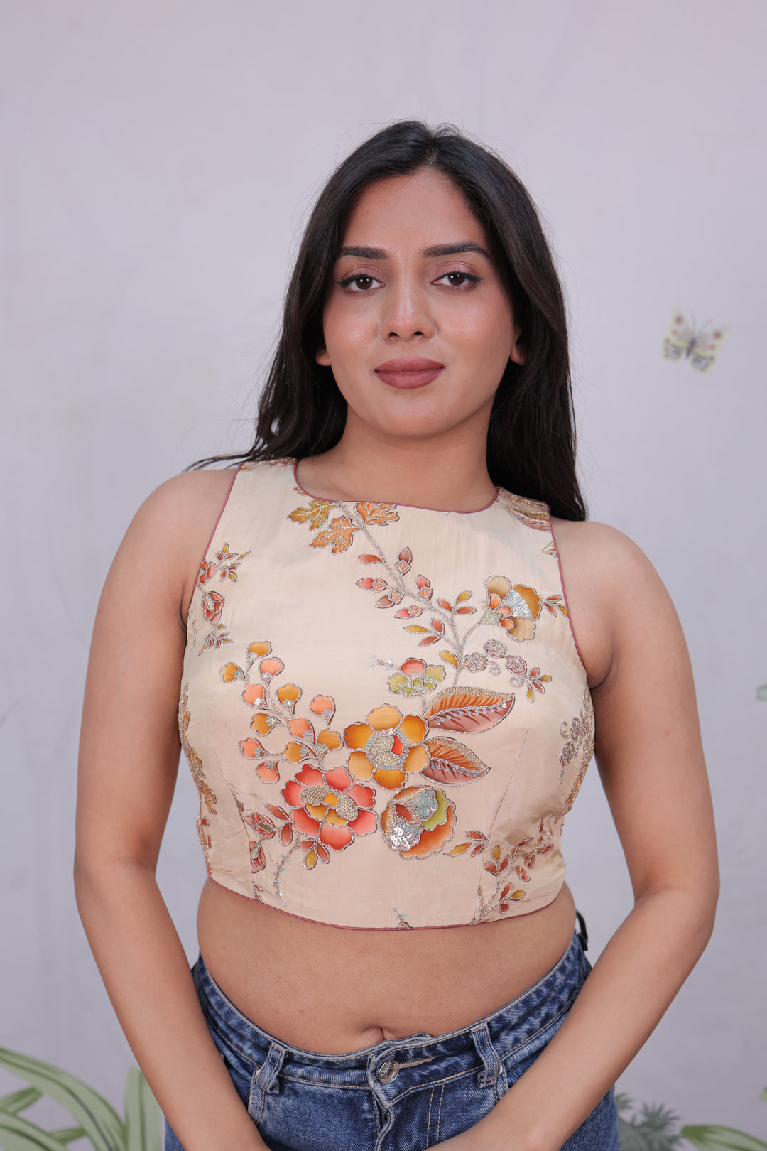 Off White Satin Readymade Blause