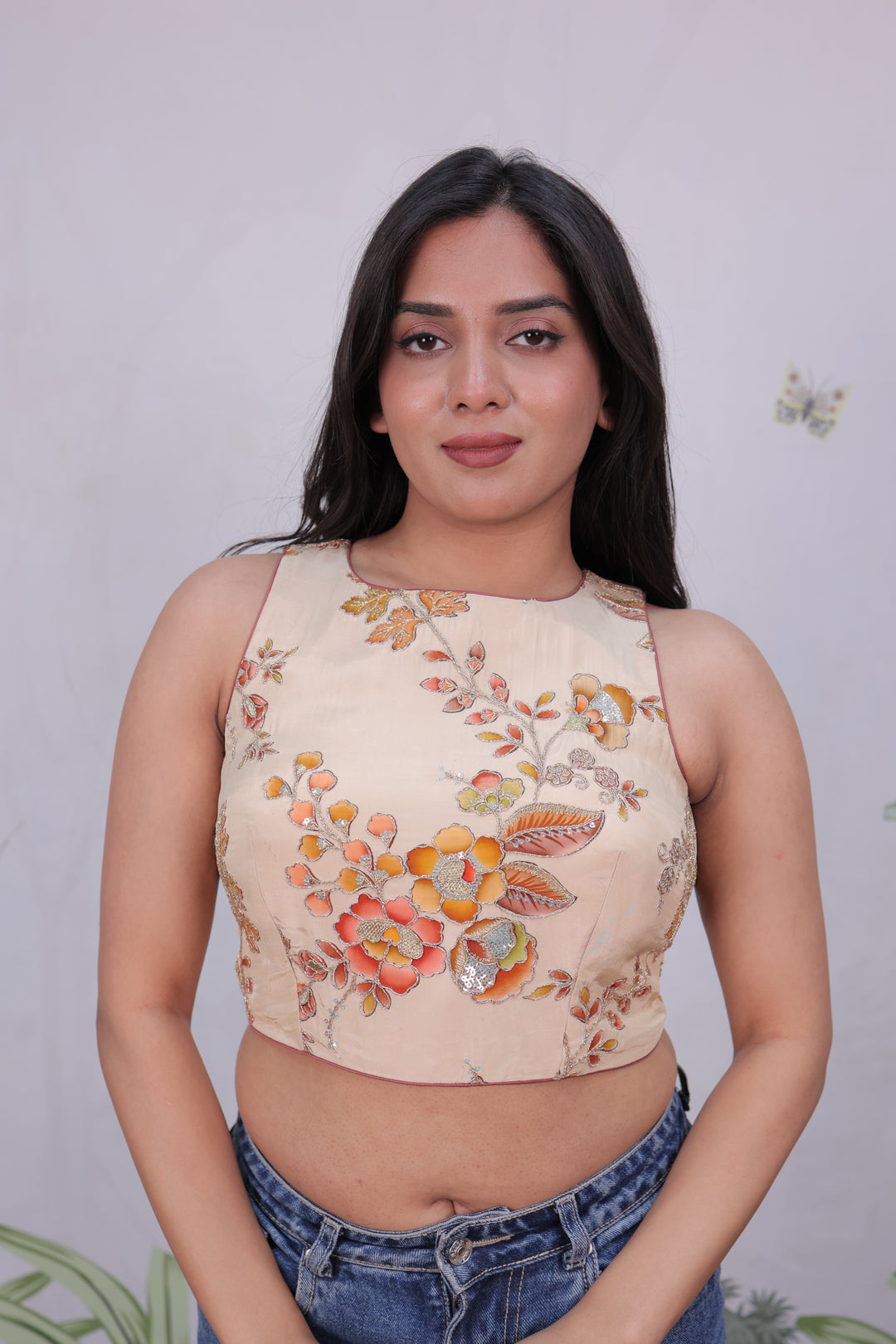 Off White Satin Readymade Blause