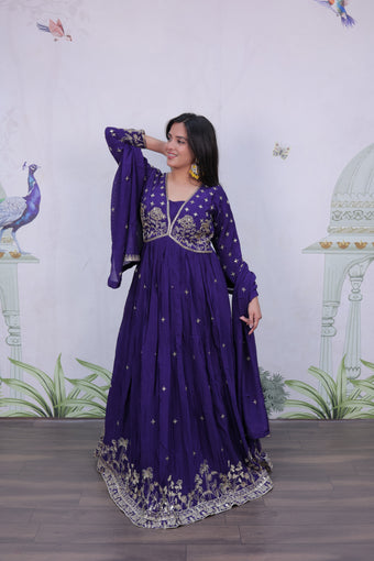 Fancy Embroidered Gown with Dupatta