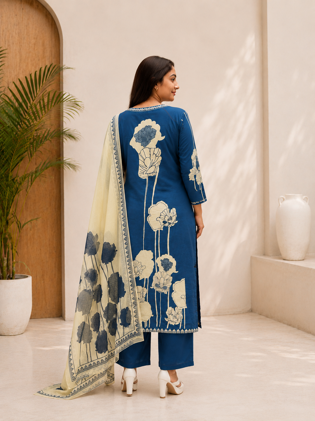 Women Floral Printed Regular Kurta with Trousers & With Dupatta