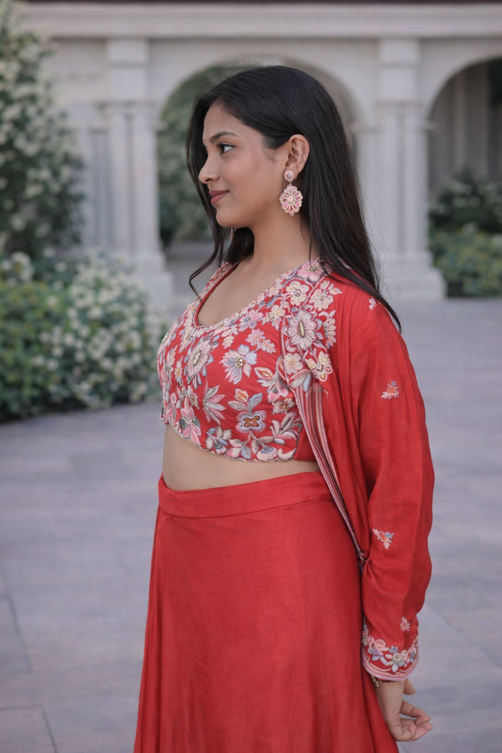 Floral Indo-Western Co-ord Set with Embroidered Blause