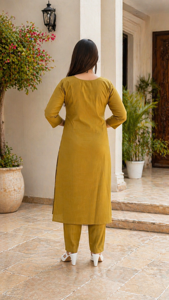 Elegant Titan Silk Kurti Set with Embroidered Hand & Mirror Work