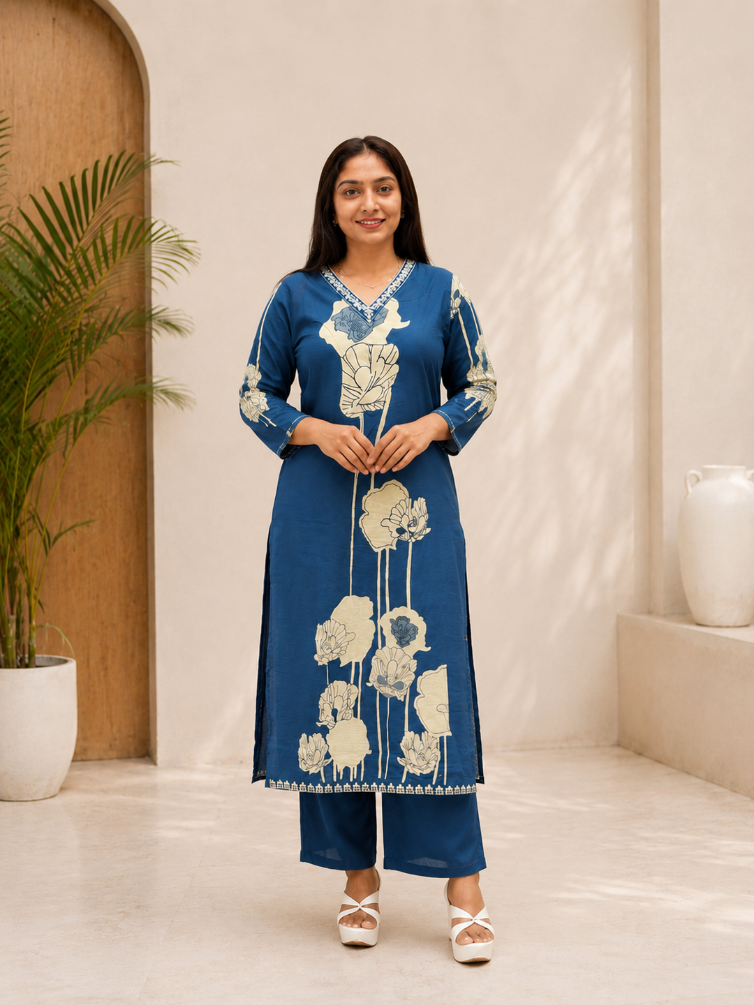 Women Floral Printed Regular Kurta with Trousers & With Dupatta