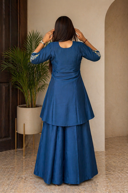 Elegant Kurti with Palazzo Set Featuring Embroidered with Hand Work