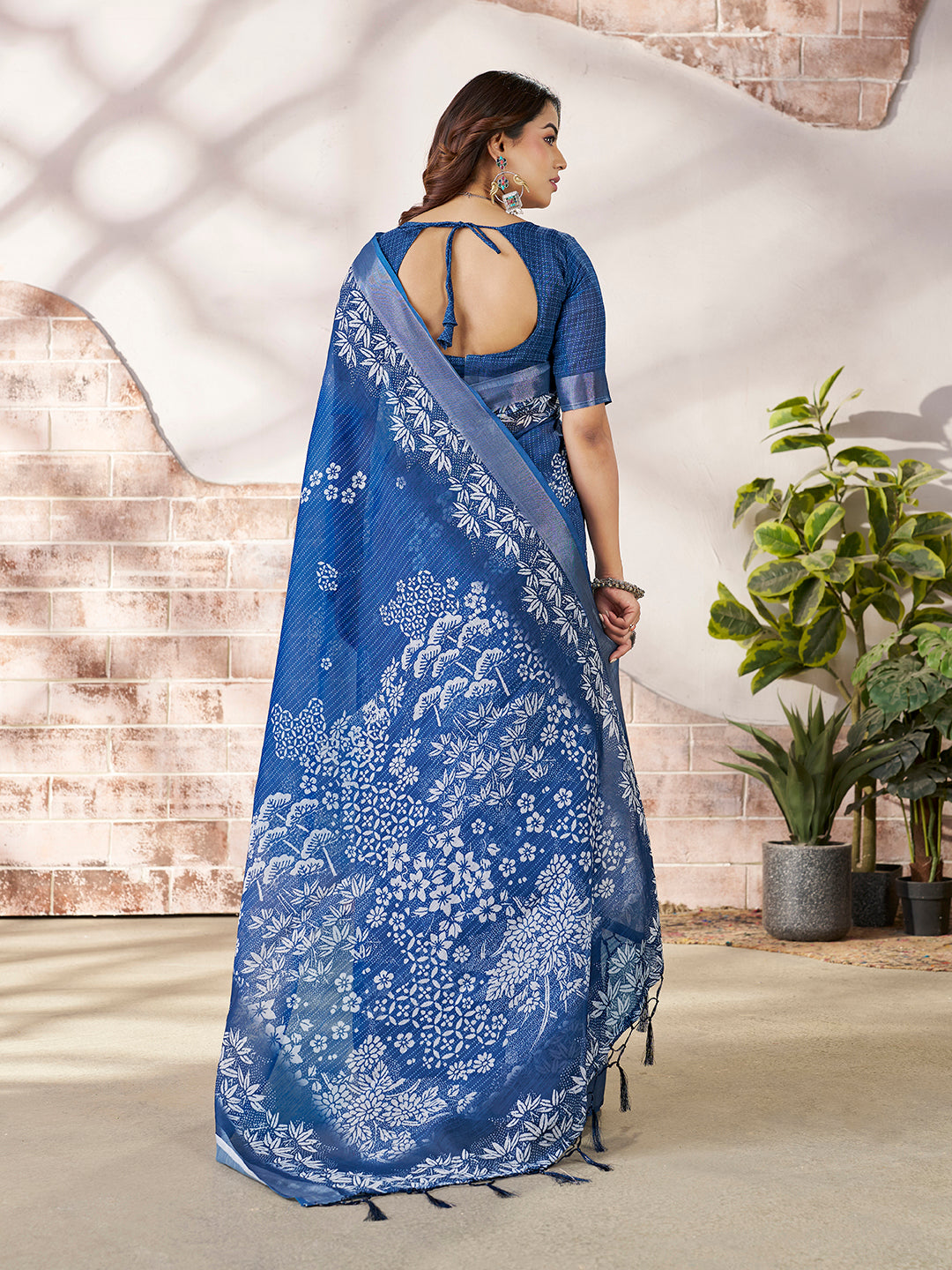 Premium Blue Designer Digital Print Saree