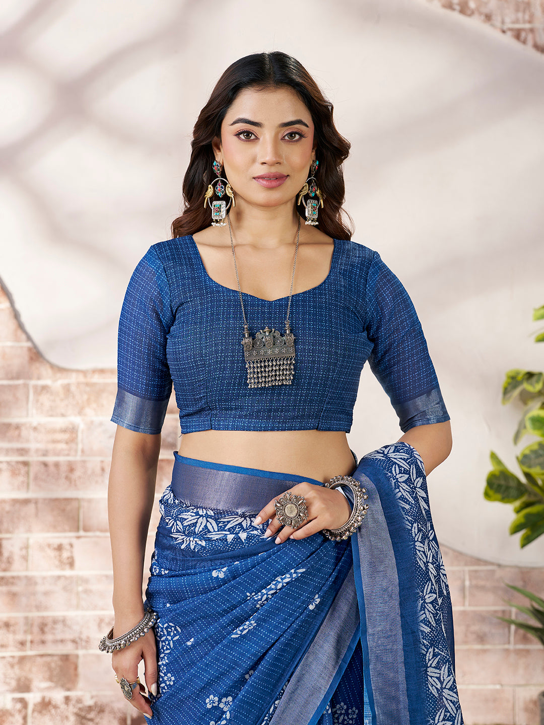 Premium Blue Designer Digital Print Saree