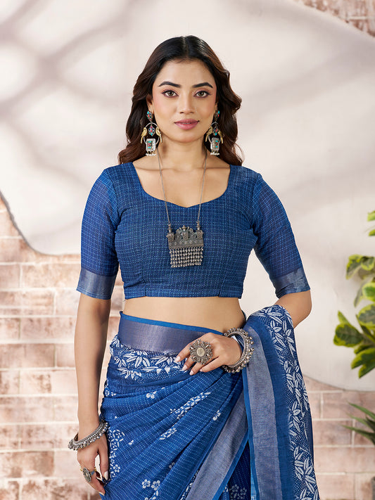Premium Blue Designer Digital Print Saree