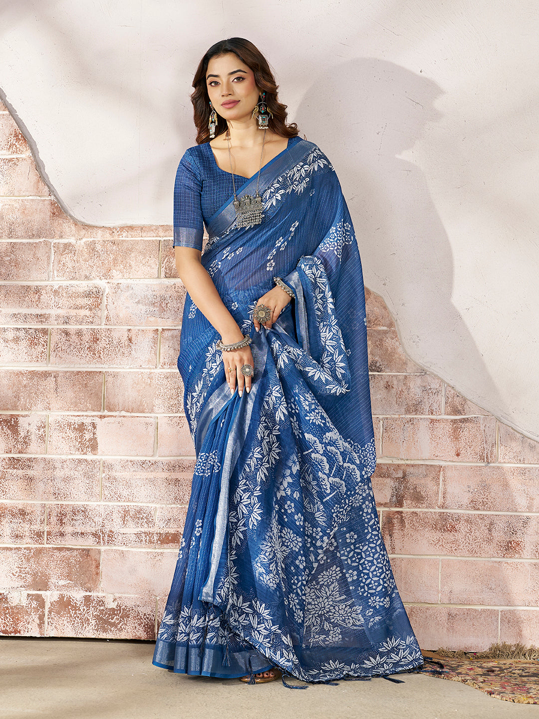 Premium Blue Designer Digital Print Saree