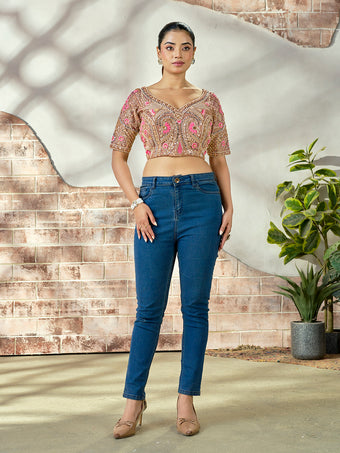 Elegant Bridal Embroidered Mirror Work Blouse