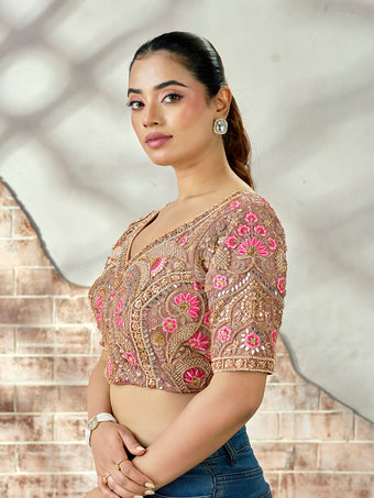 Elegant Bridal Embroidered Mirror Work Blouse