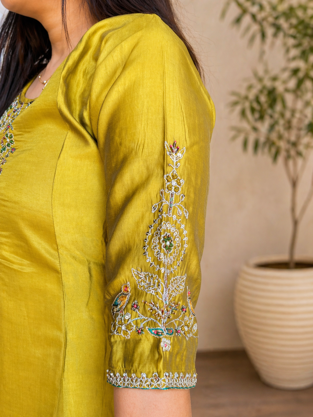 Elegant Kurti with Palazzo Set Featuring Embroidered with Hand Work