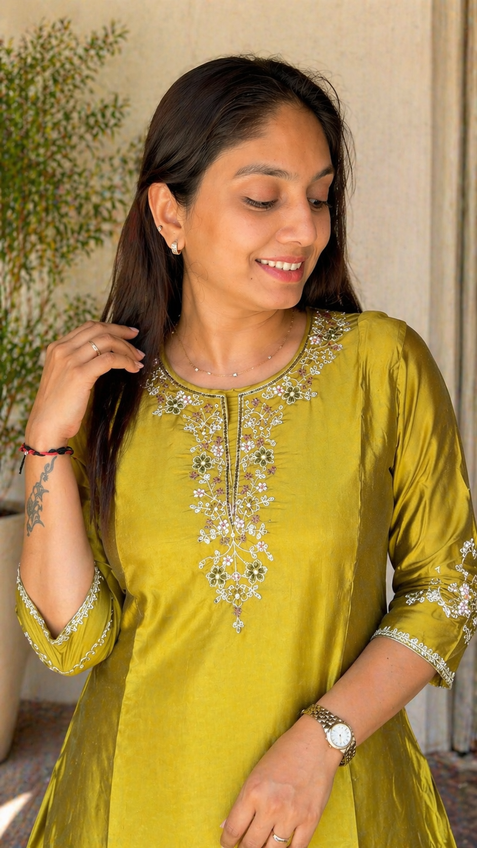 Elegant Kurti with Palazzo Set Featuring Embroidered with Hand Work