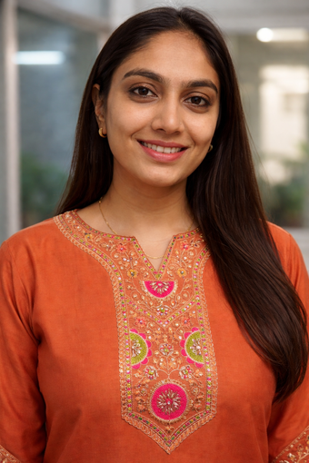 Rust Orange Roman Silk Embroidered Kurti Palazzo Set