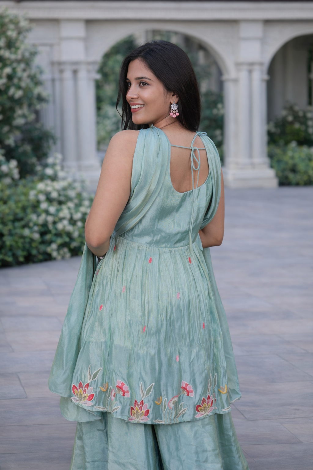 Embroidered Green Sharara Set