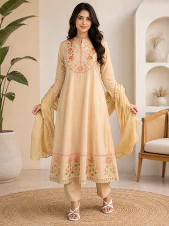 Women ‘s Cotton Embroidered Kurta Set