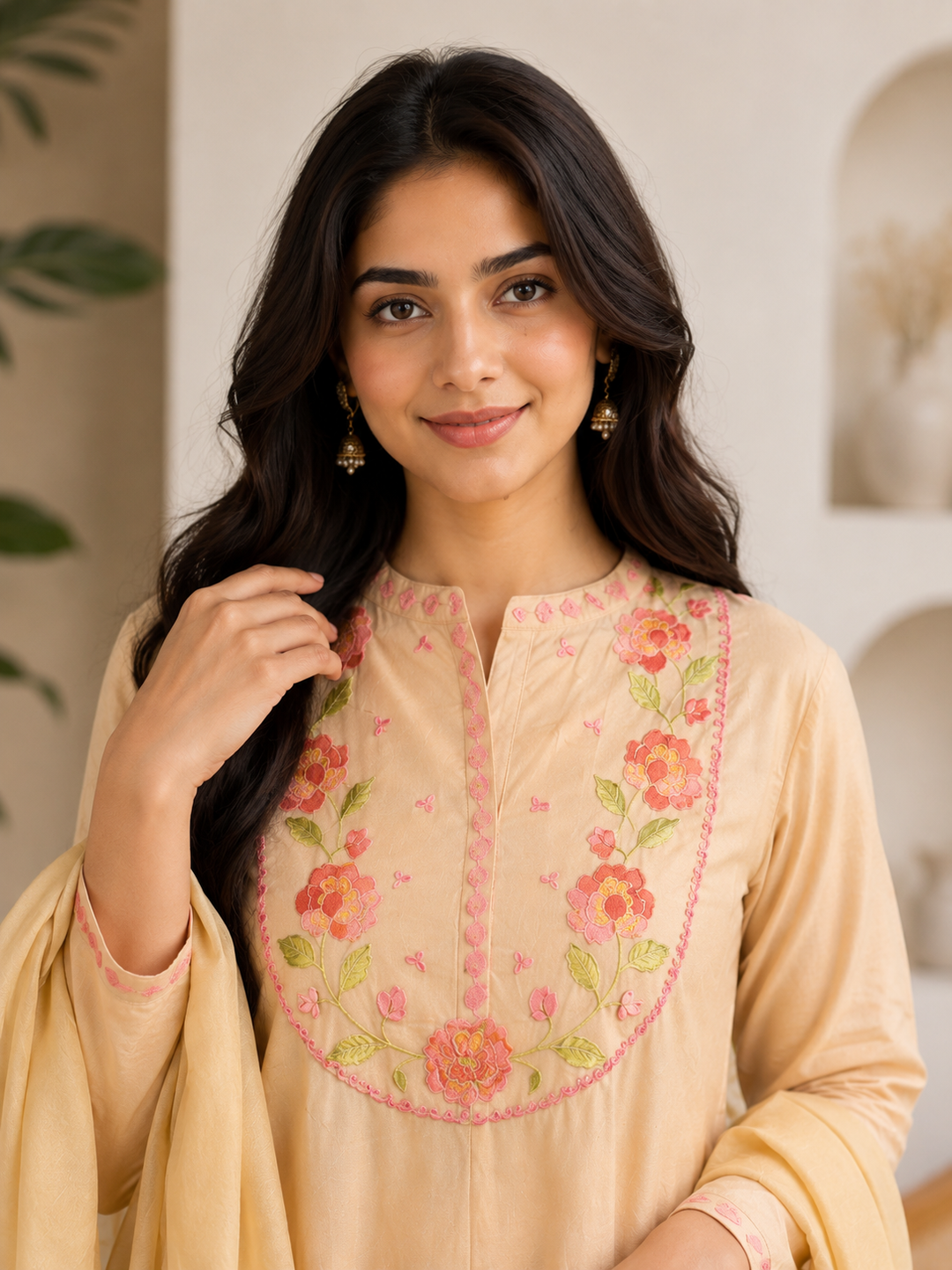 Women ‘s Cotton Embroidered Kurta Set