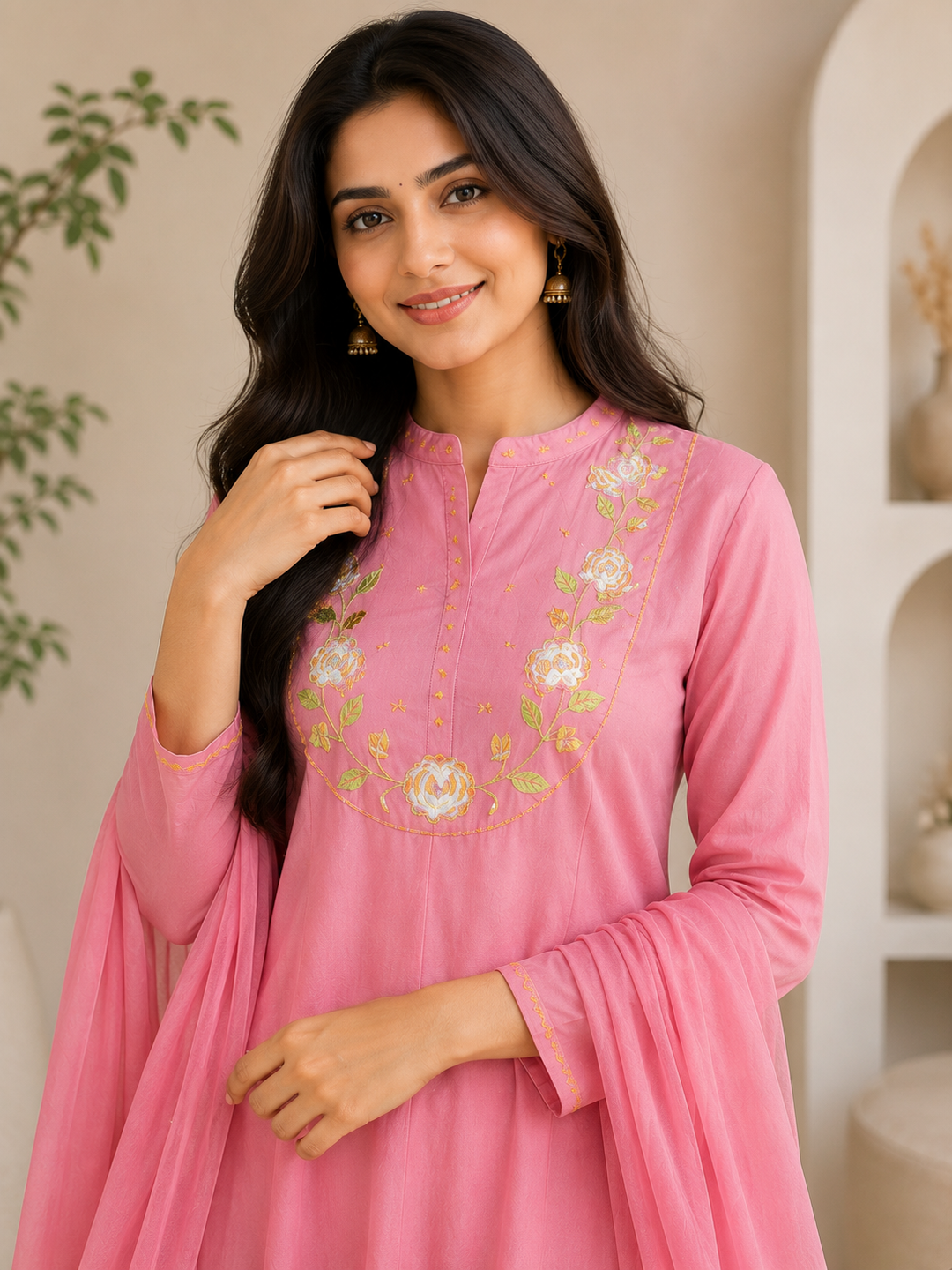 Women ‘s Cotton Embroidered Kurta Set