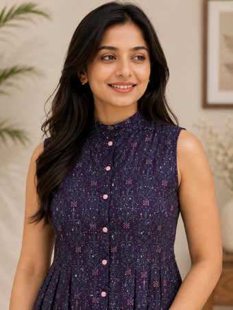 Midnight Purple Embroidered Work Co-Ord Set