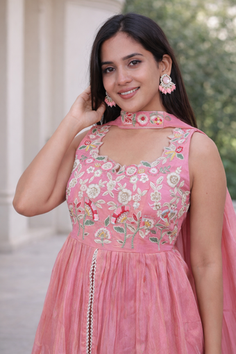 Embroidered Pink Sharara Set