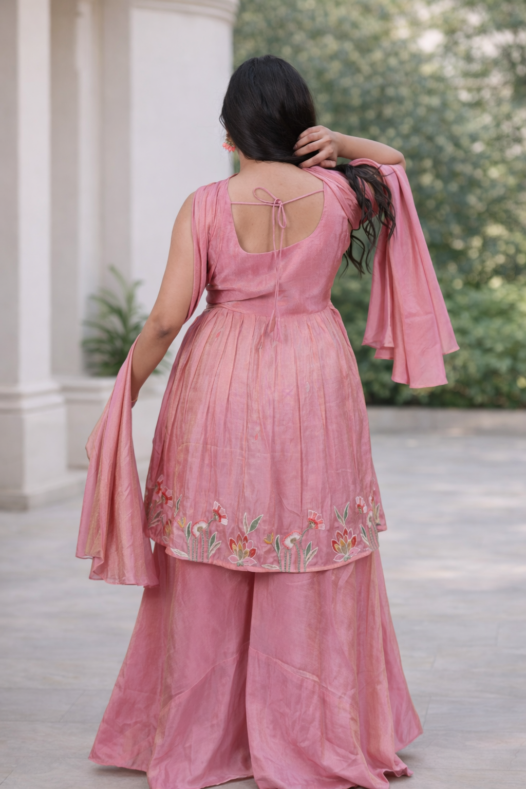 Embroidered Pink Sharara Set