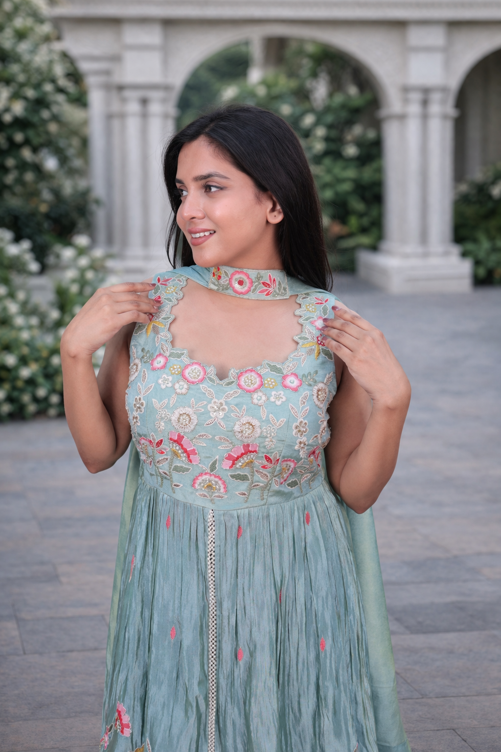 Embroidered Green Sharara Set