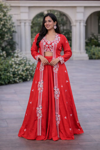 Floral Indo-Western Co-ord Set with Embroidered Blause