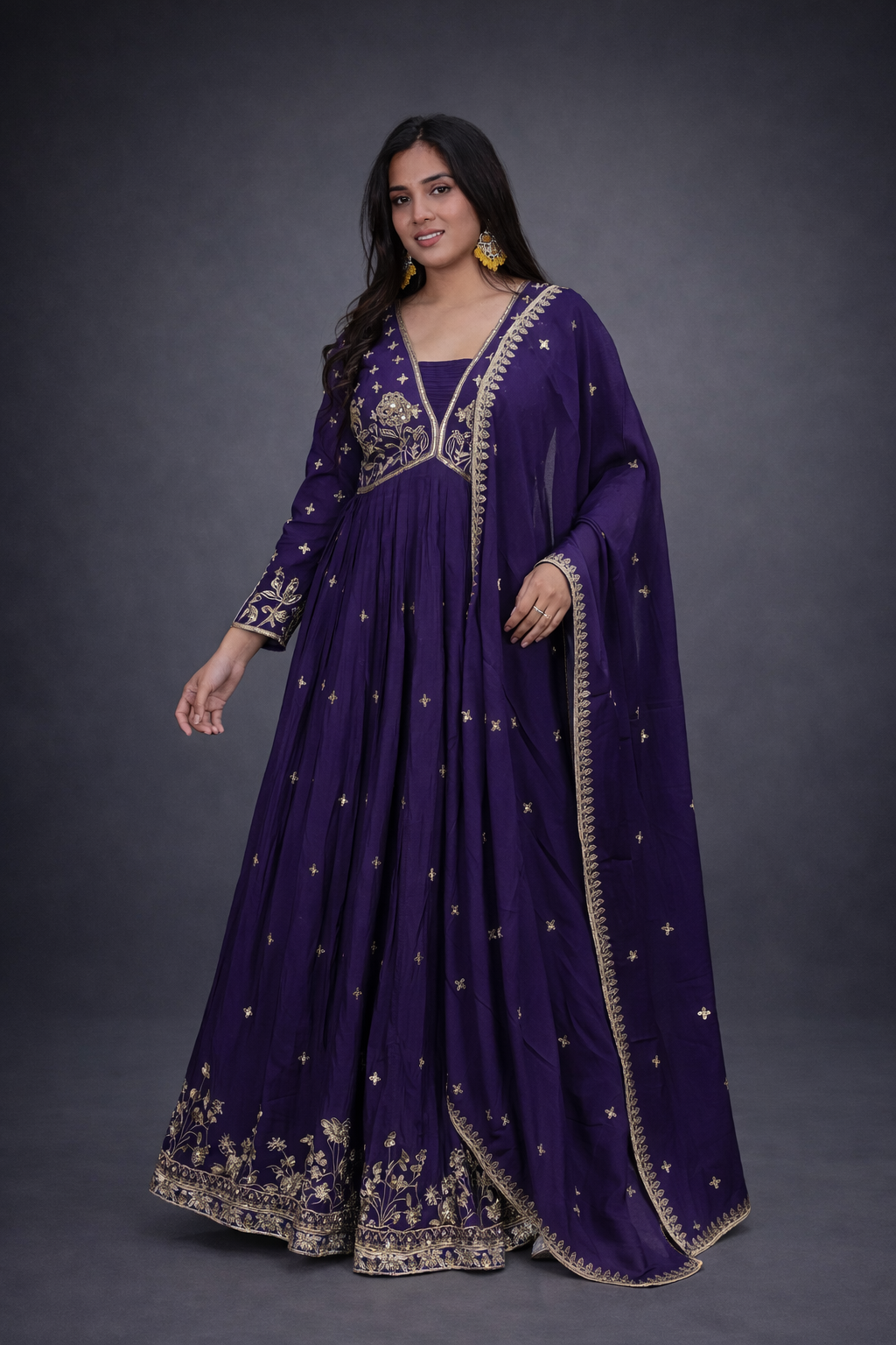Fancy Embroidered Gown with Dupatta