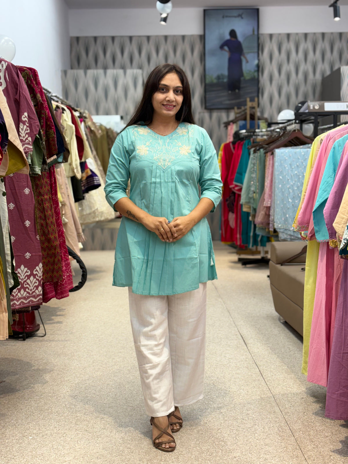 Sea Green Embroidered Tunic