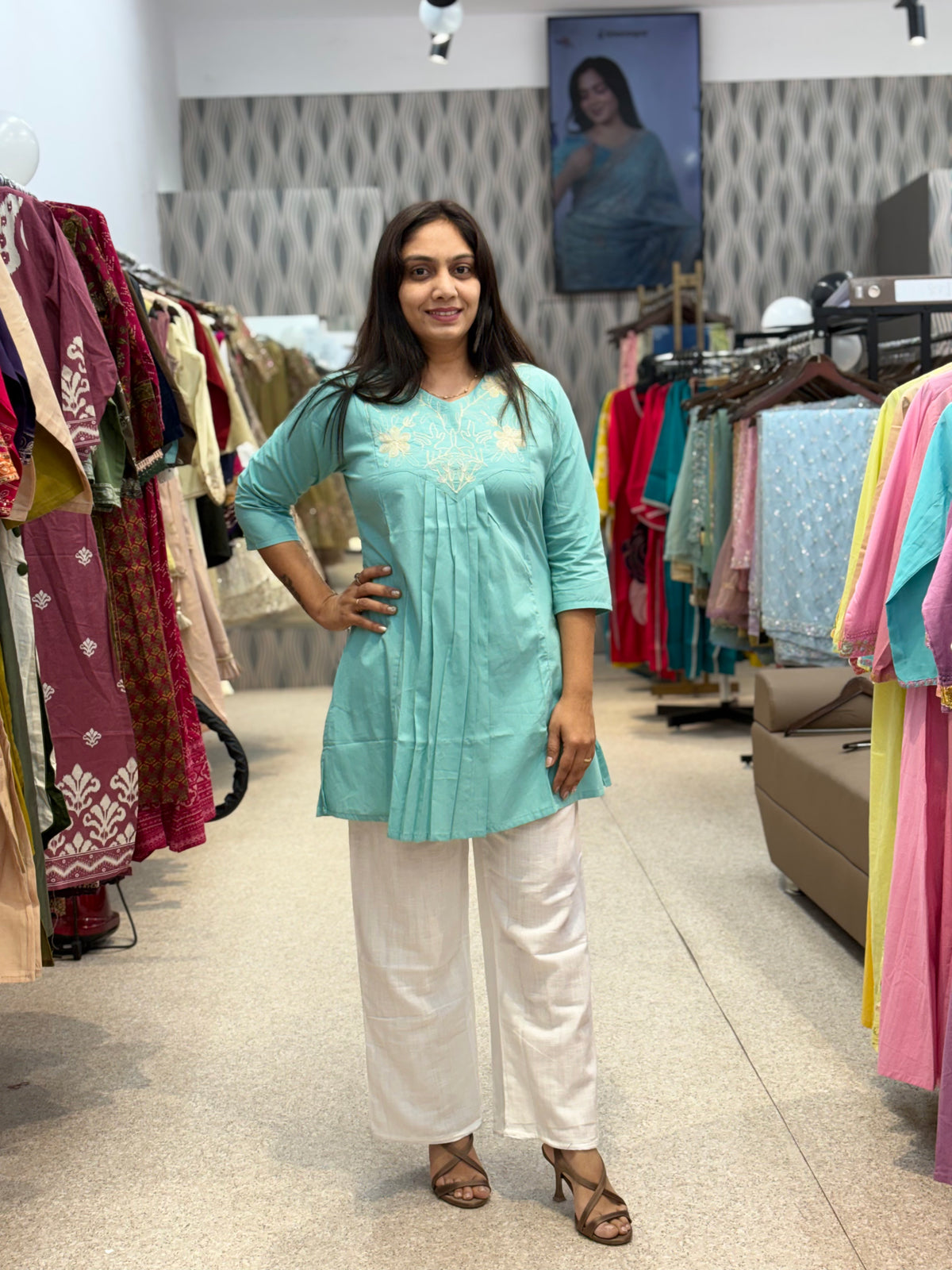 Sea Green Embroidered Tunic