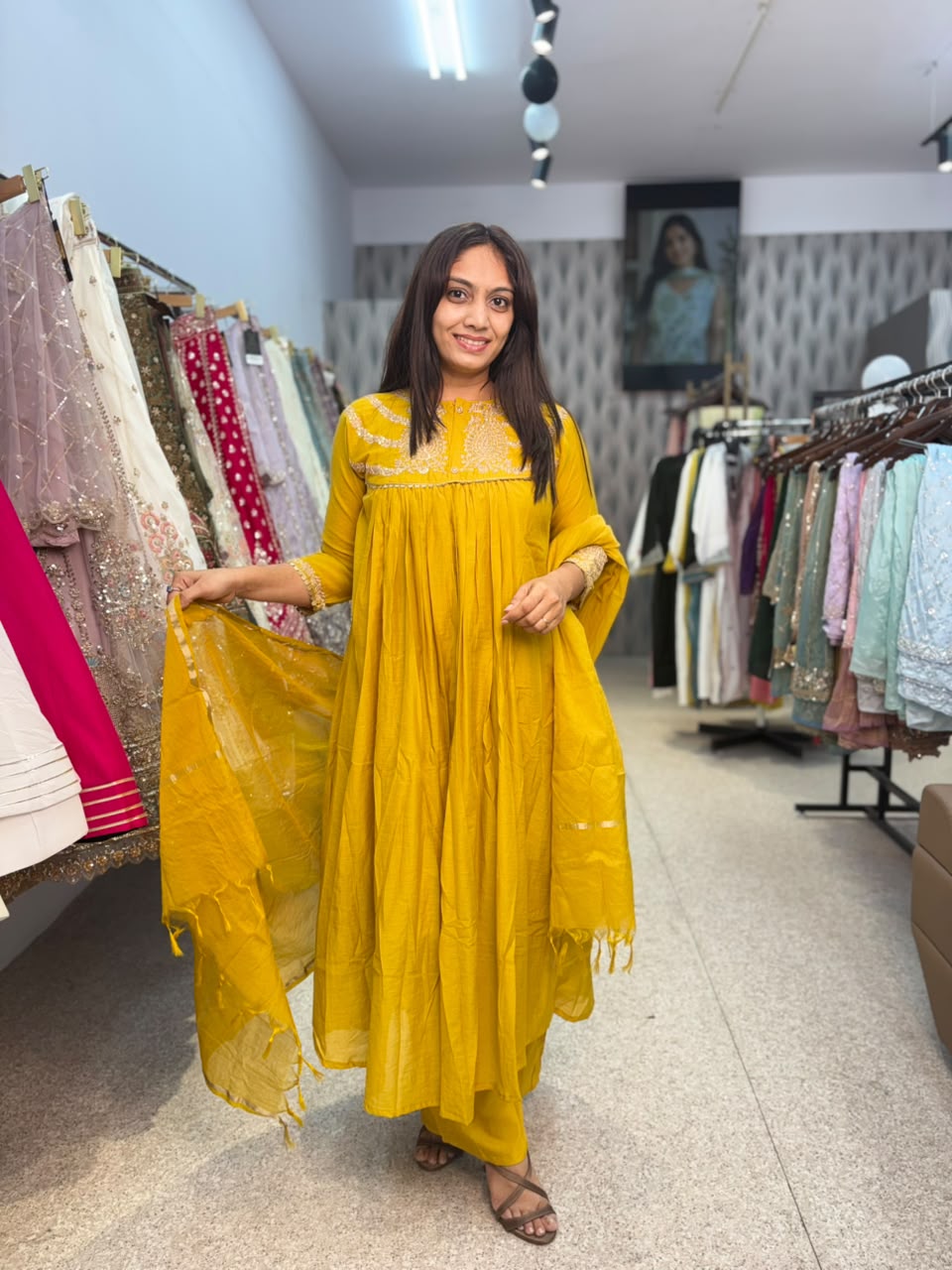 Mustard Yellow Kurta Palazzo Set with Dupatta