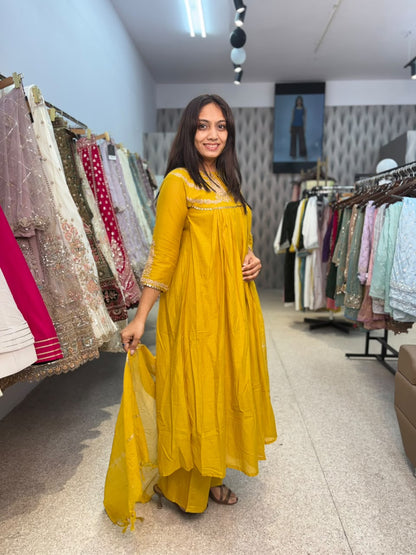 Mustard Yellow Kurta Palazzo Set with Dupatta
