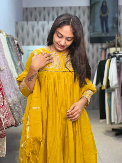 Mustard Yellow Kurta Palazzo Set with Dupatta