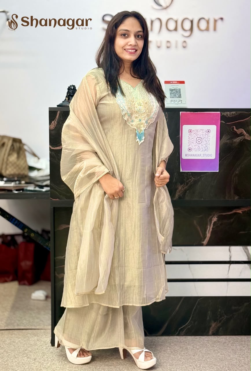 Women's Chiku Embroidered Palazzo Suit Set
