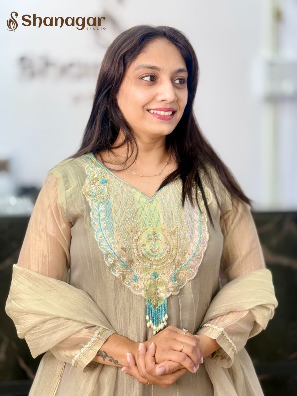 Women's Chiku Embroidered Palazzo Suit Set