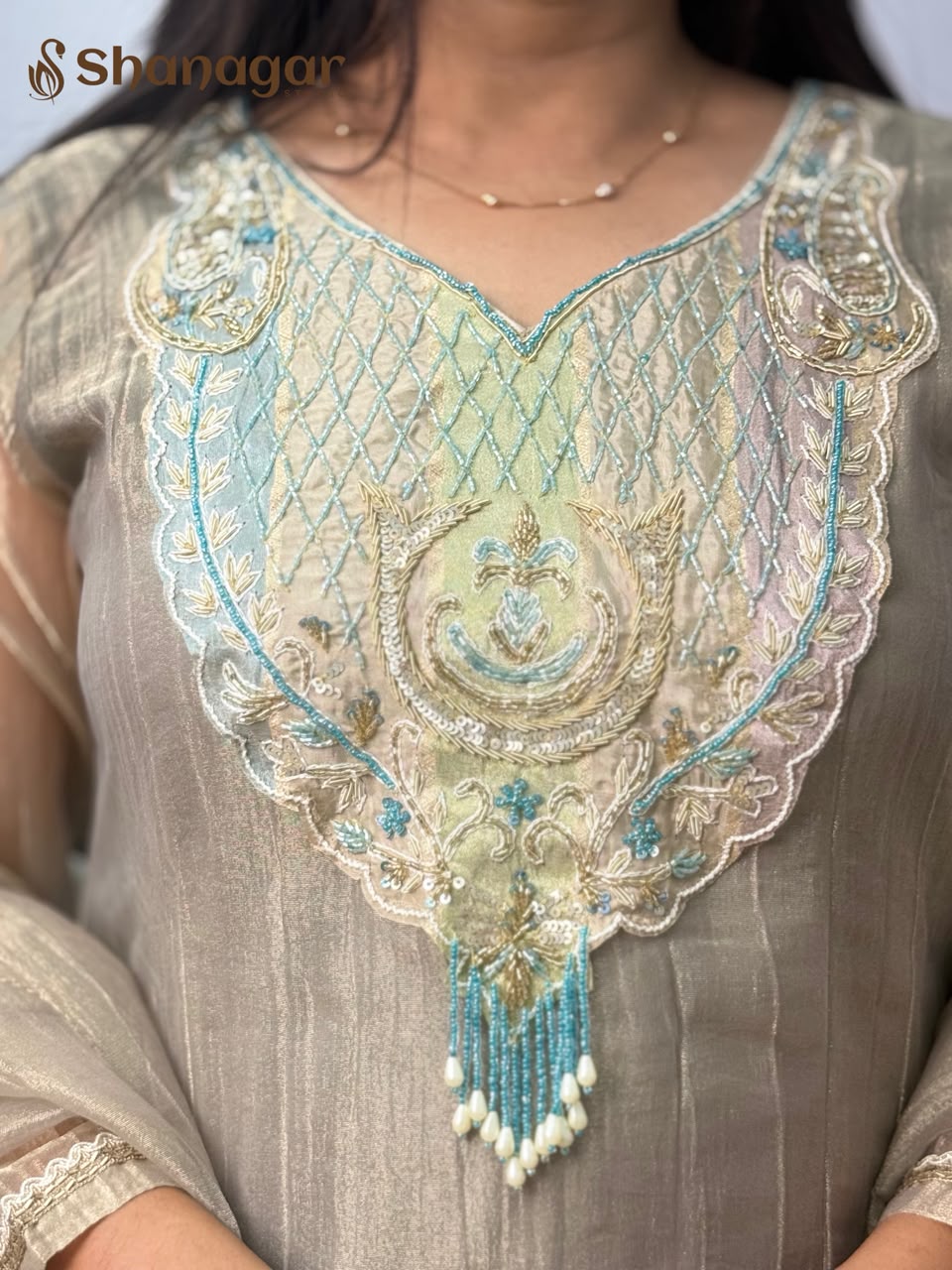 Women's Chiku Embroidered Palazzo Suit Set