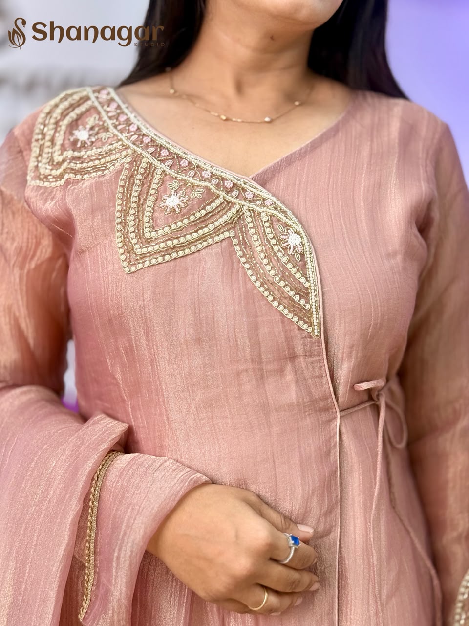 Pink Embroidered Suit with Palazzo & Dupatta