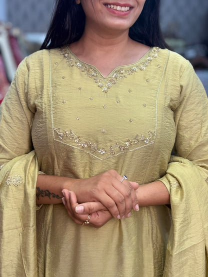 Pista Green Kurta Palazzo Set with Dupatta