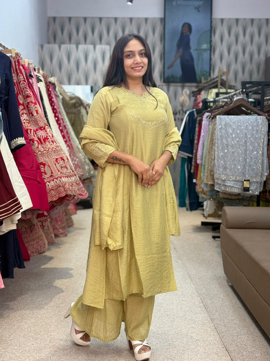 Pista Green Kurta Palazzo Set with Dupatta