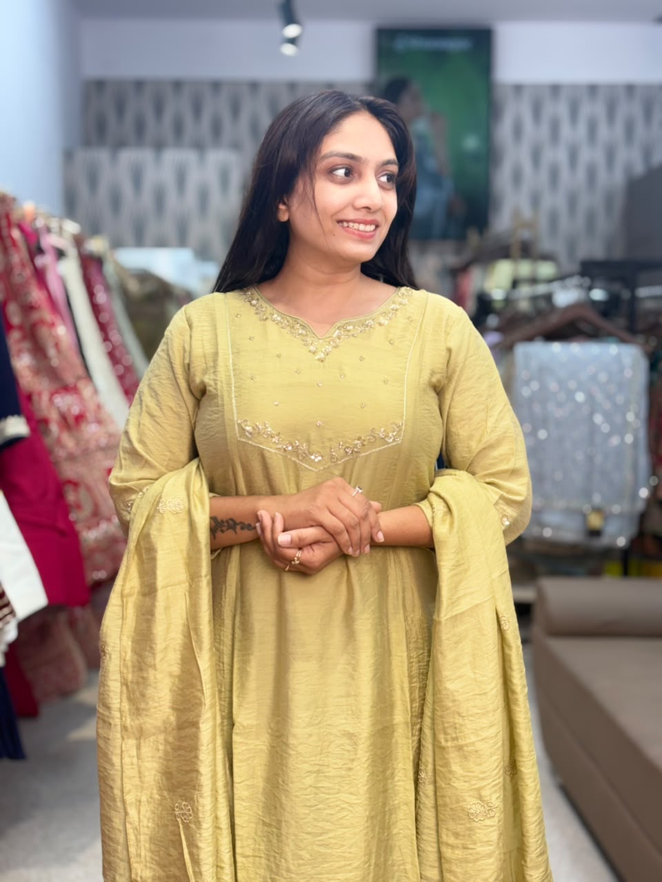 Pista Green Kurta Palazzo Set with Dupatta