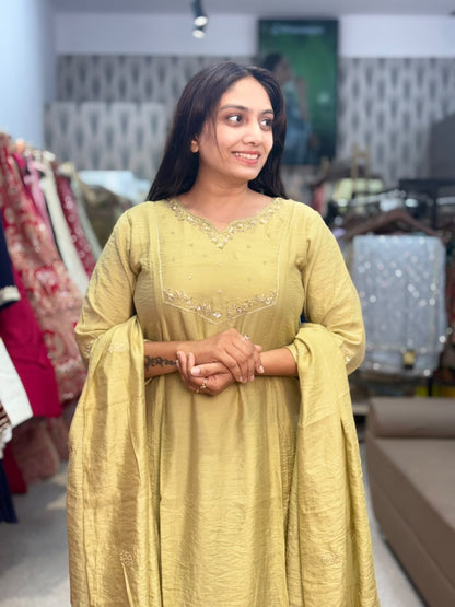 Pista Green Kurta Palazzo Set with Dupatta